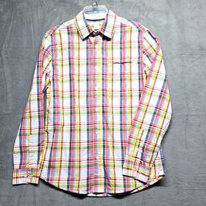 Carbon To Cobalt Long Sleeve Button Up Plaid Multicolor Shirt Sz S